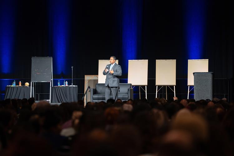 Dr. Hammond addressing the entire OMSD staff at the 2023-2024 Kick-off Event
